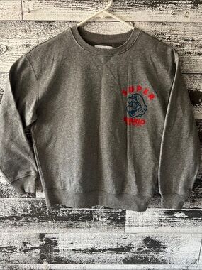 NWT Old Navy Gray Kids Sweatshirt with Red & Blue Super Mario Graphic